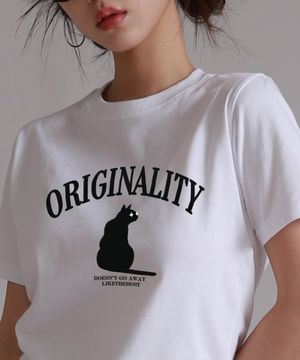 원캣 우먼 레귤러 베이직 티셔츠