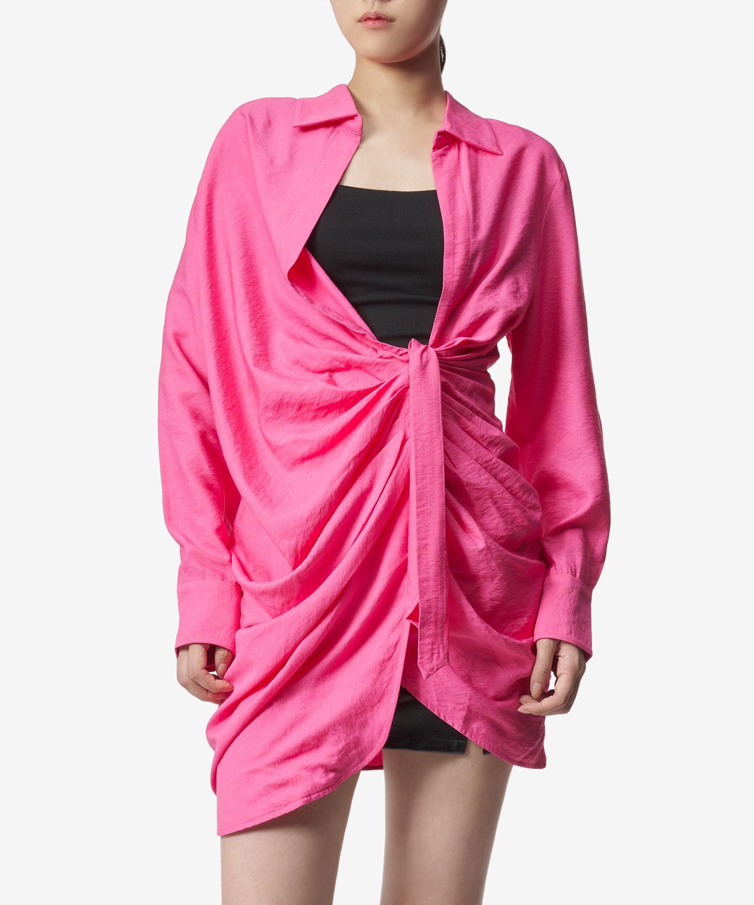 ★JACQUEMUS★ BIA ROBE DRAPED SHIRT ONE PIECE PINK 213DR0091 Jacquemus La Robe Bahia Shirt Dress | Pink | FARFETCH JO