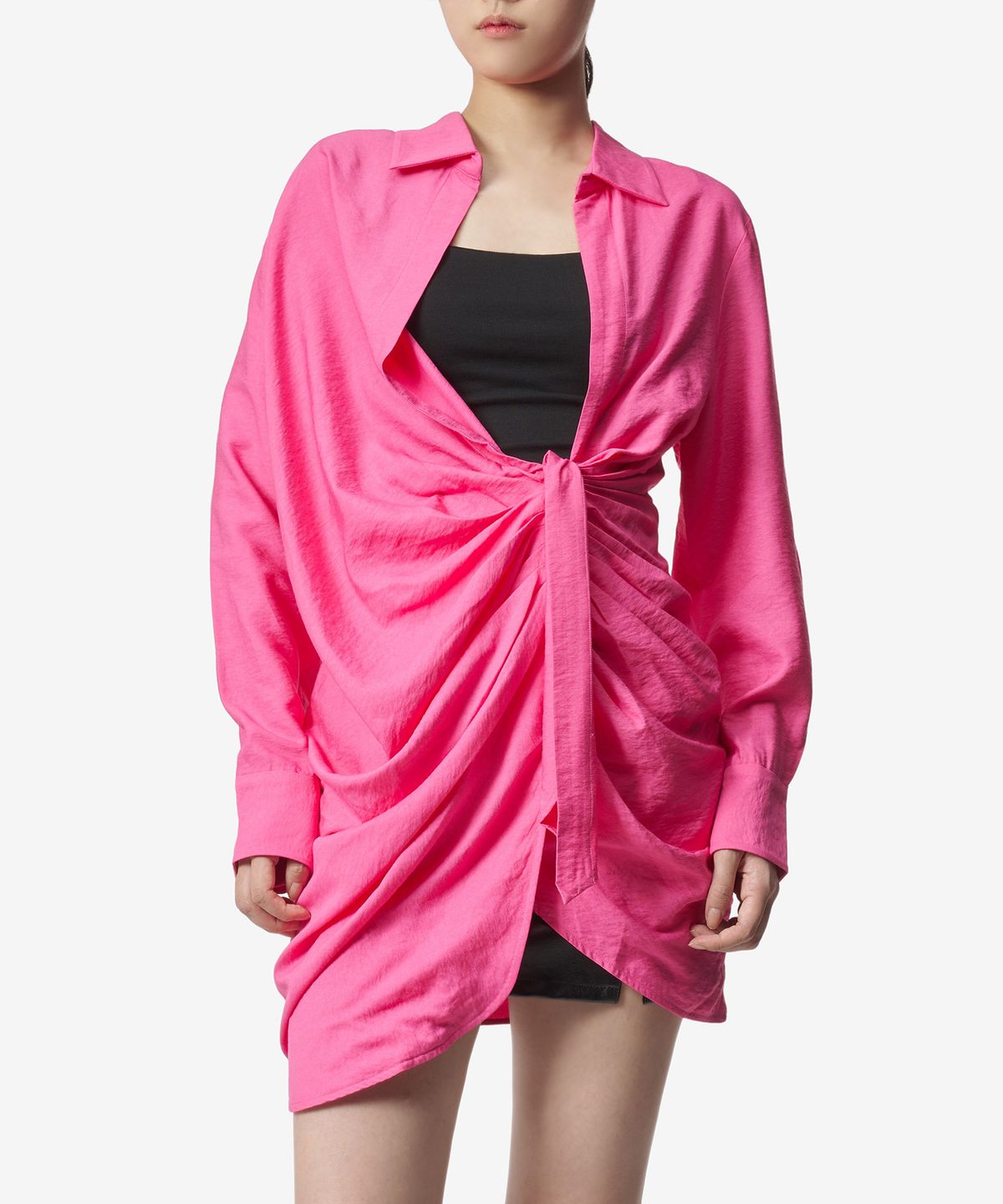 자크뮈스(JACQUEMUS) 바이아 로브 드레이프 셔츠 원피스 - 핑크 / 213DR0091020430