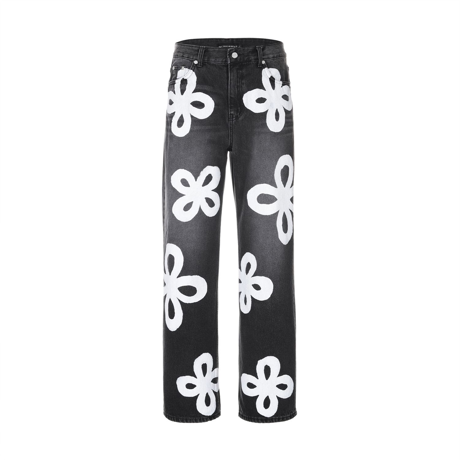MUSINSA公式 | SURGERY painted clover jeans - black denim