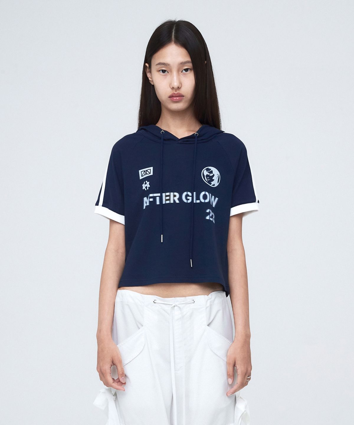 나체(NACHE) SPORTY TRACK HOODIE T-SHIRT NAVY