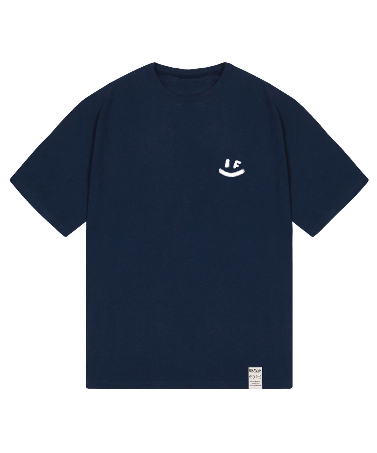 그레이버(GRAVER) [UNISEX]스프레이 스몰 드로잉스마일 반팔티_네이비