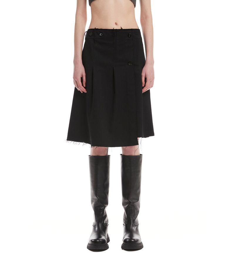 Black Pleated Wrap Skirt