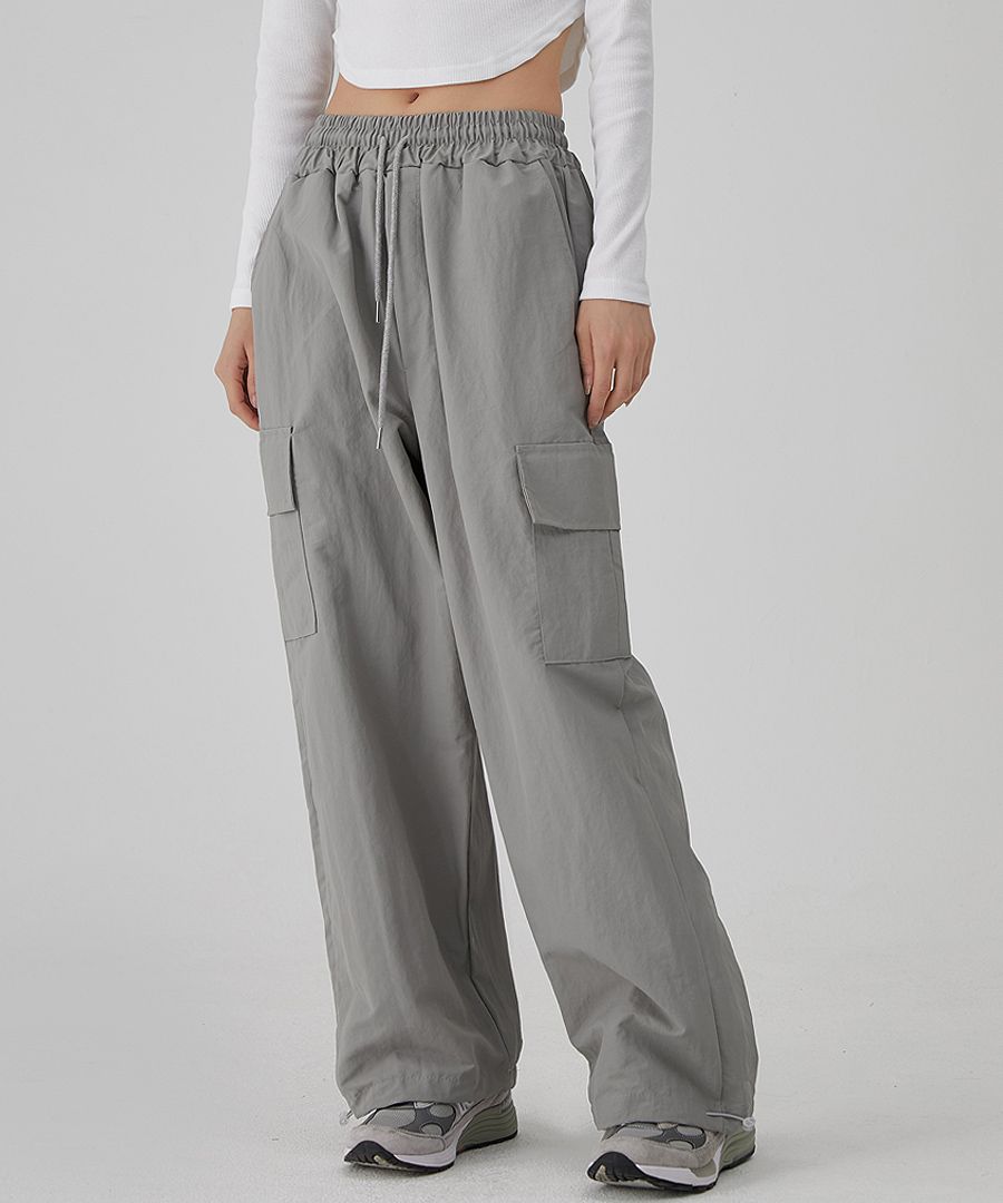 MUSINSA | ACOVER Taslan Cargo Wide Banding Pants Light Gray