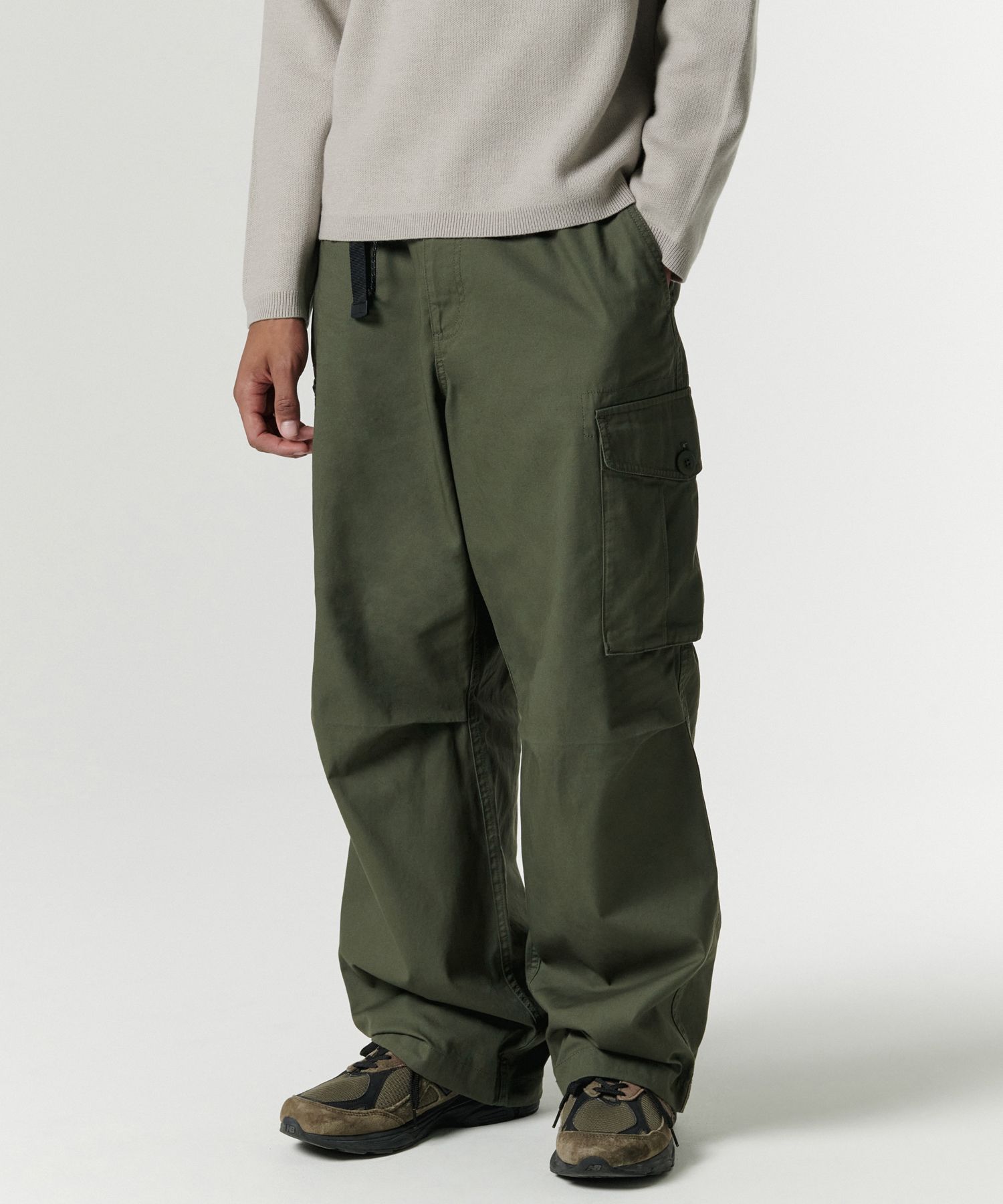 【BAON】[unisex] Muni Wide Banding Cargo Pants Austin 01Mid Straight Cargo Pants Grey MADLADY