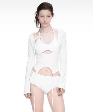 3-PIECE GARTER SWIM SUIT WHITE