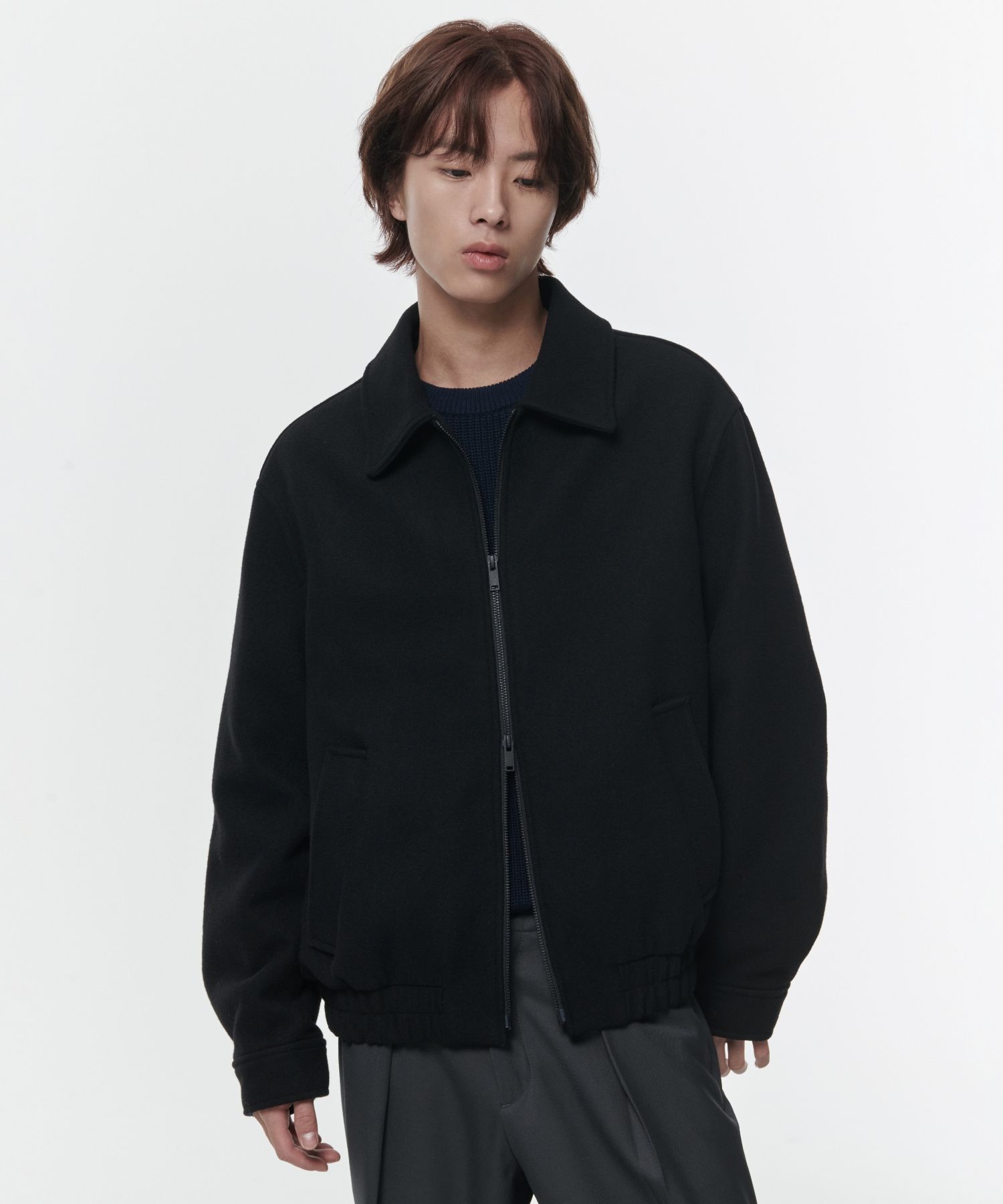 MUSINSA | MUSINSA STANDARD Wool blend minimal blouson jacket