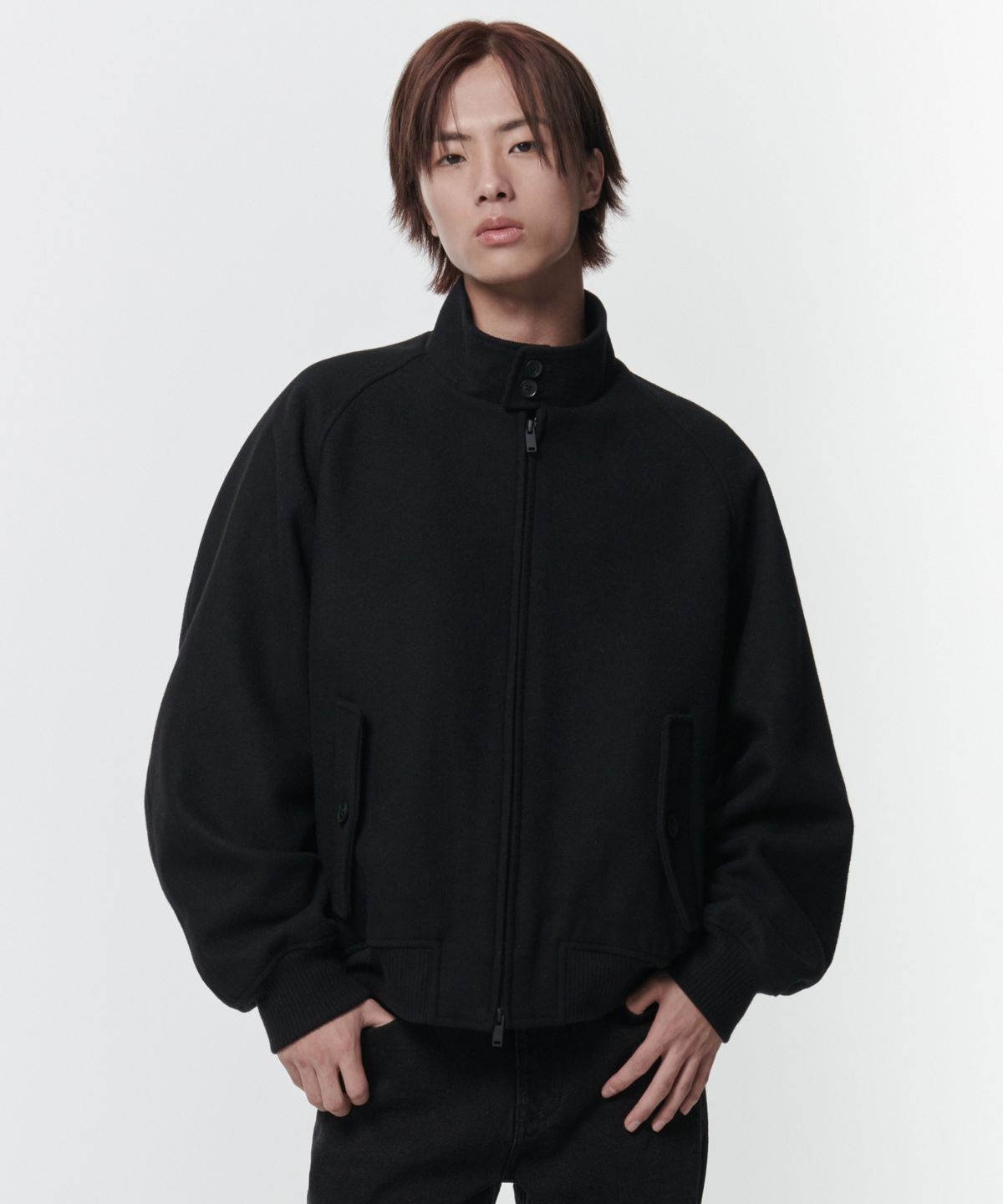 무신사 스탠다드(MUSINSA STANDARD) 울 블렌드 해링턴 재킷 [블랙]