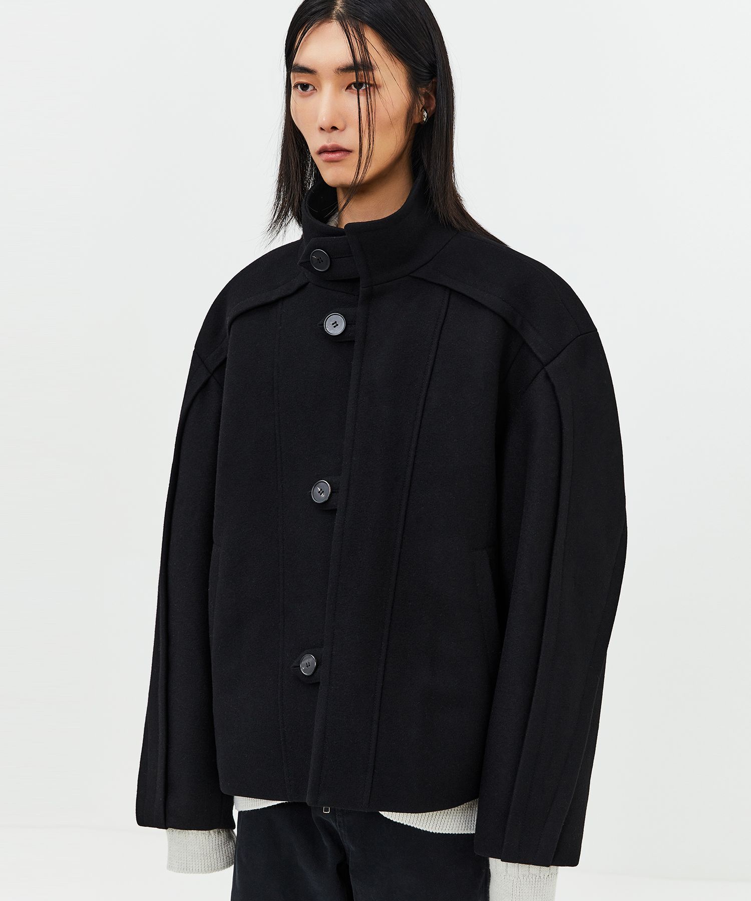 MUSINSA | LMOOD Ghost Duffel Short Coat Black