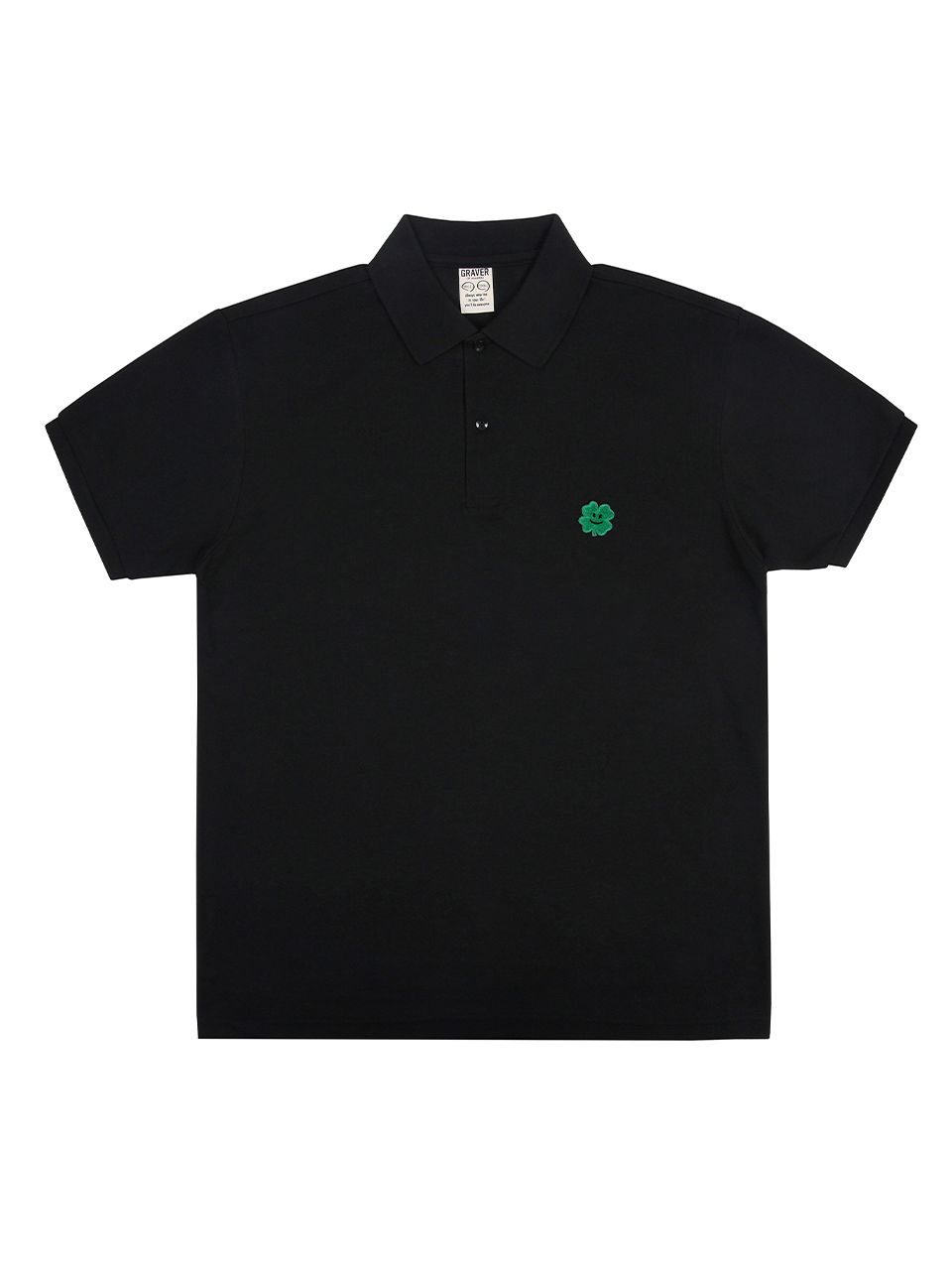 [GRAVER]★CLOVER SMILE EMBROIDERY PIQUE SHORT SLEEVE T-SHIRT MUSINSA | GRAVER [UNISEX] Clover Smile Embroidered Pique