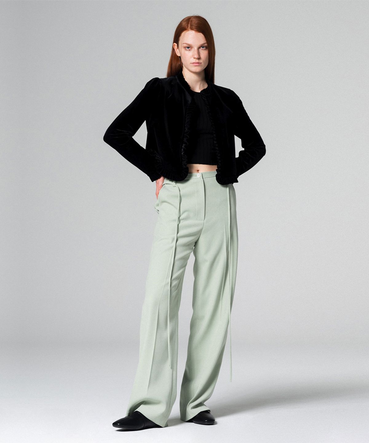 워브먼트(WOVEMENT) Comfy wide-fit pants MINT WBCFPA003MT