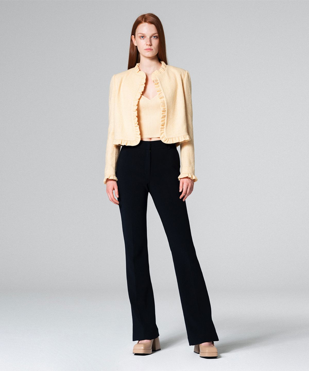 워브먼트(WOVEMENT) Hem slit detail pants NAVY WBCFPA002NV