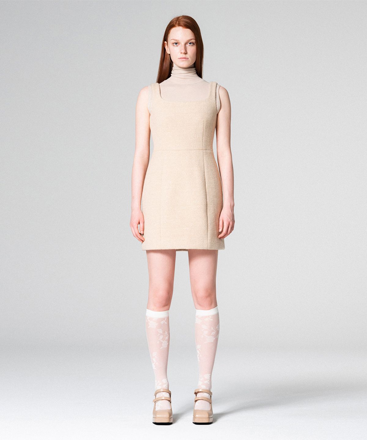 워브먼트(WOVEMENT) Tweed mini dress BEIGE WBCFOP002BE
