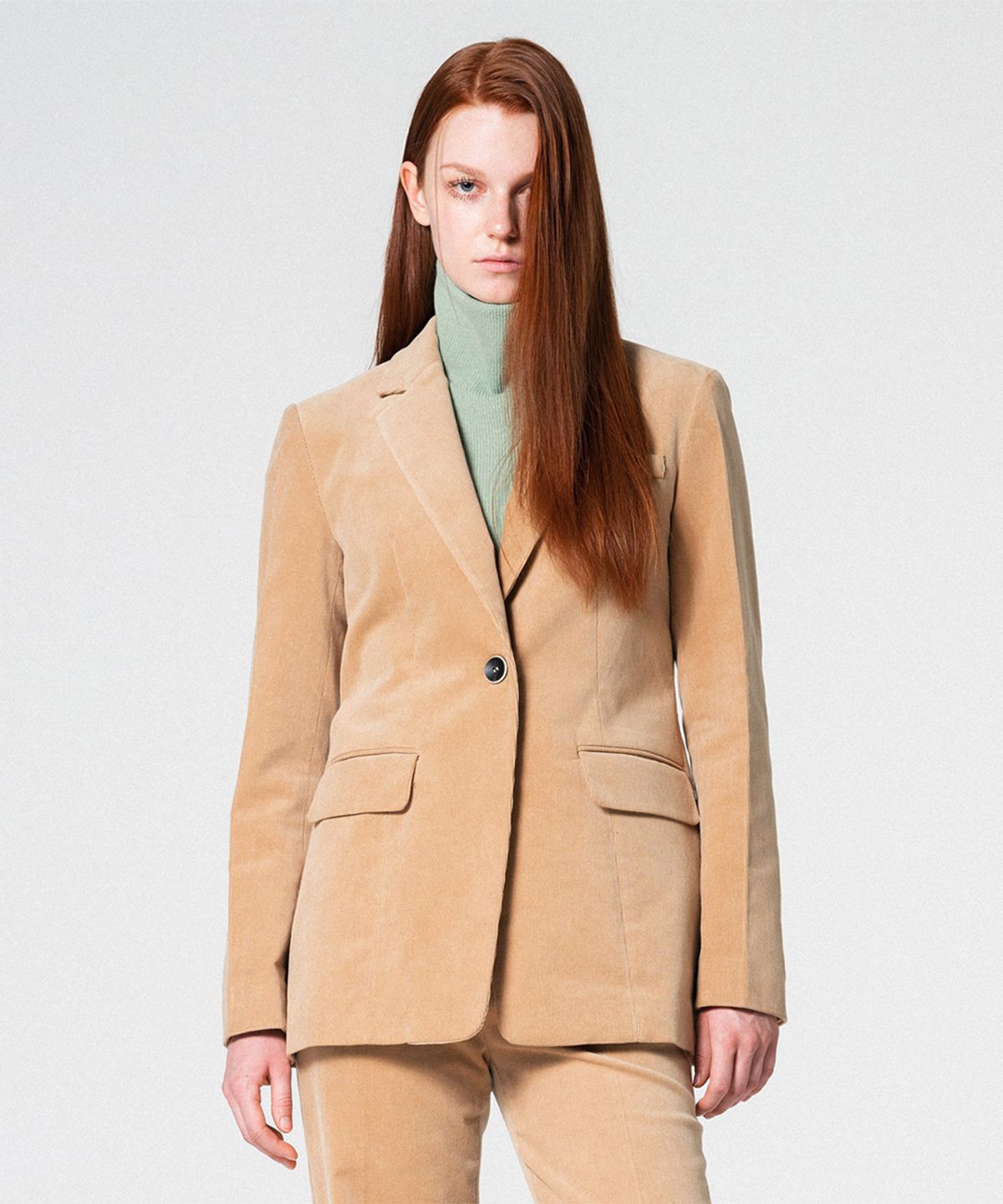 워브먼트(WOVEMENT) Corduroy single-breasted jacket BEIGE WBCFJK001BE
