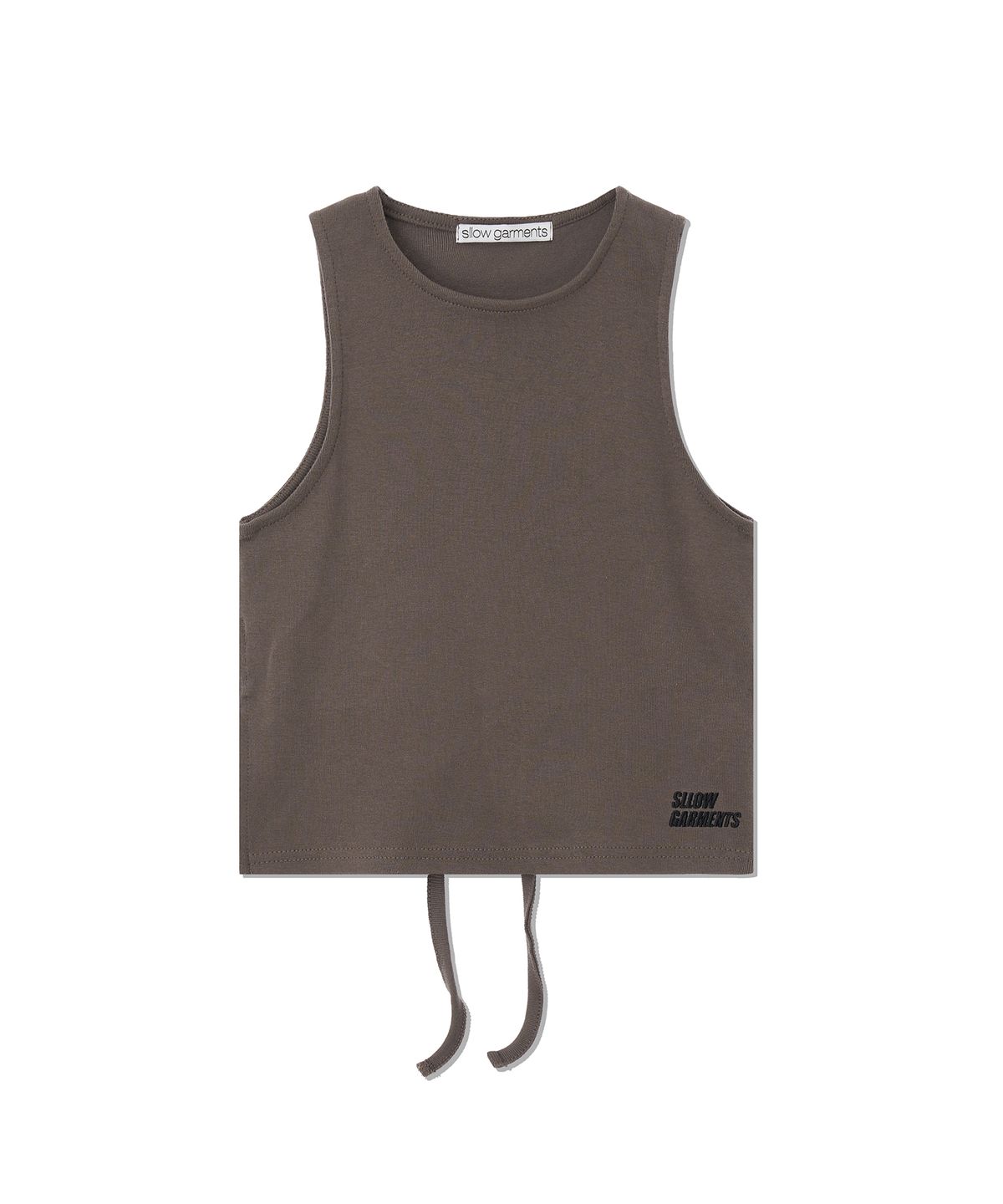 슬로우가먼츠(SLLOW GARMENTS) BACK OPEN DOUBLE WAY TOP - BROWN