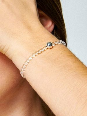 Natural Crystal Ball Silver Bracelet Ib284 [Silver]