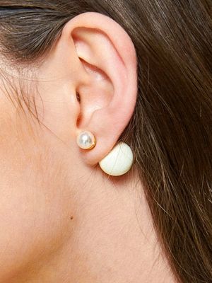 Cream And Pearl Frontback Silver Earring Ie347 [Silver]