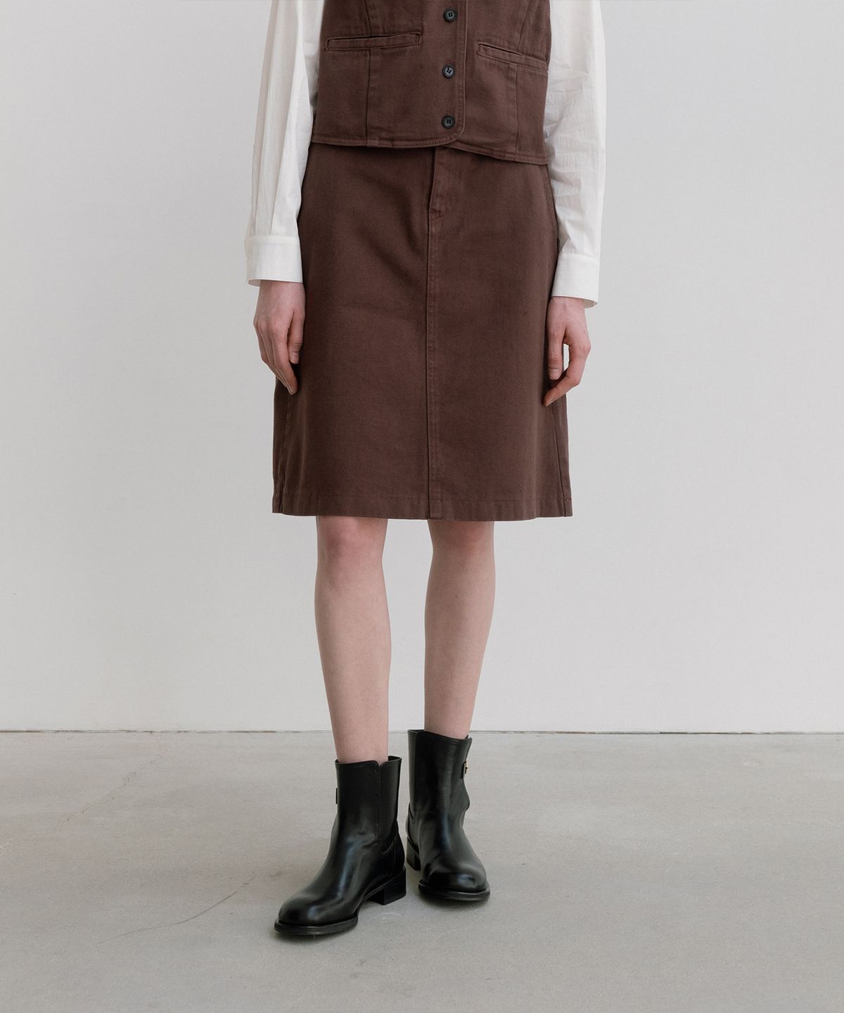 러브어스유(LOVEUSU) classic dyeing skirt (brown)