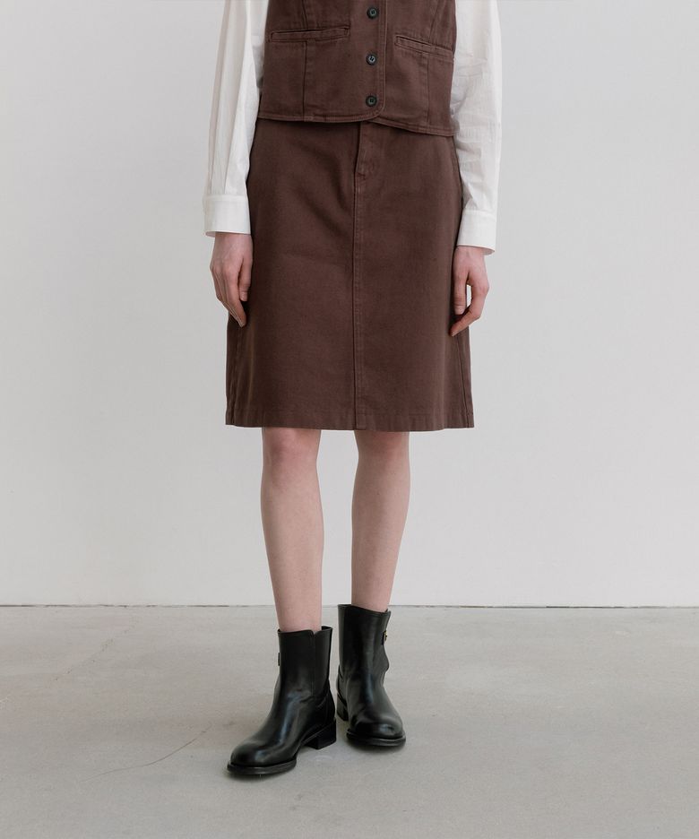 classic dyeing skirt (brown)