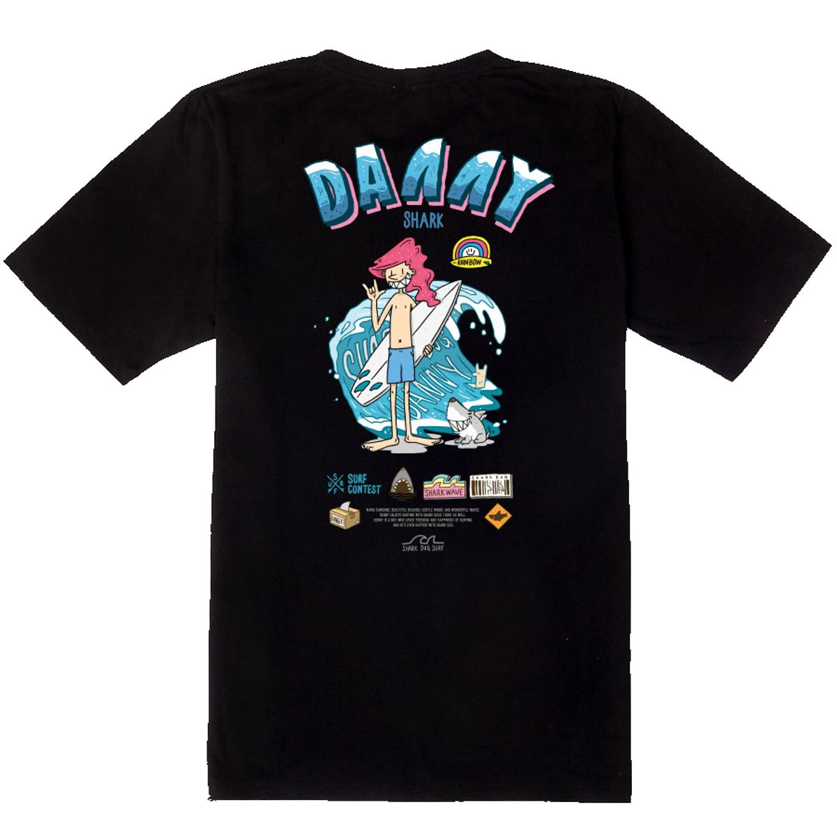 돌돌(DOLDOL) SHARK DOG-tshirts-214  샤크독 데니샤크 서핑 하와이 캐릭터 그래픽 티셔츠 반팔티