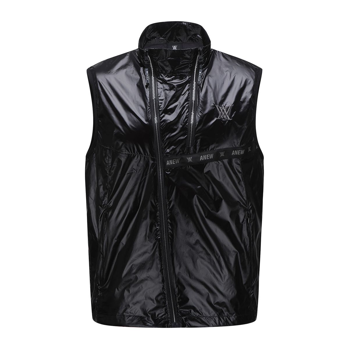 어뉴골프(ANEW GOLF) MEN A DIAGONAL LINE ZIPPER POINT VEST_BK