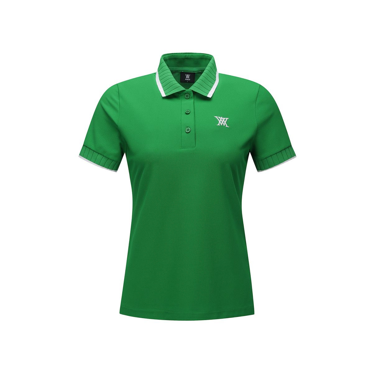 어뉴골프(ANEW GOLF) WOMEN BACK SIGNATURE LOGO PIQUE SHORT T-SHIRT_GN