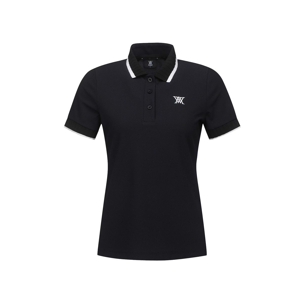 어뉴골프(ANEW GOLF) WOMEN BACK SIGNATURE LOGO PIQUE SHORT T-SHIRT_BK
