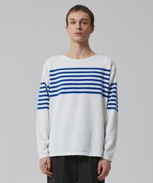 에센셜 바스크 셔츠_아이보리/블루