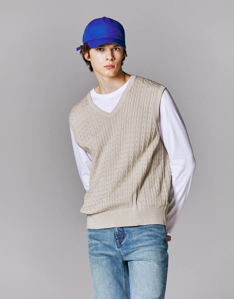 케이블 브이넥 니트(12GG) 053535 [2color]