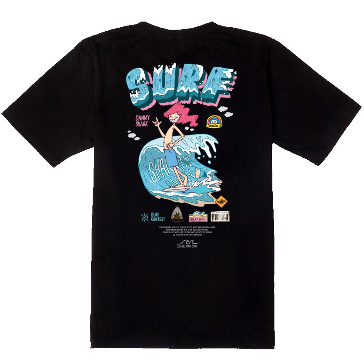 돌돌(DOLDOL) SHARK DOG-tshirts-215  샤크독 데니샤크 서핑 하와이 캐릭터 그래픽 티셔츠 반팔티