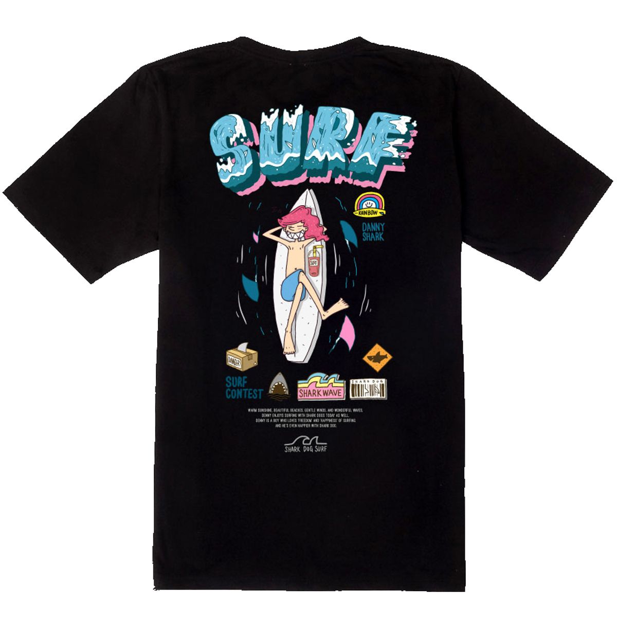 돌돌(DOLDOL) SHARK DOG-tshirts-216  샤크독 데니샤크 서핑 하와이 캐릭터 그래픽 티셔츠 반팔티