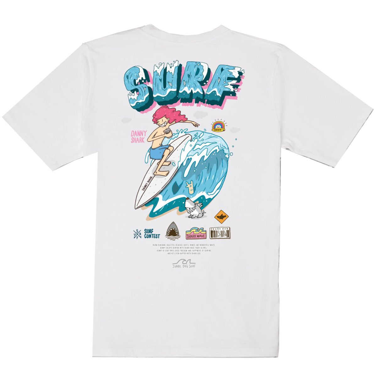 돌돌(DOLDOL) SHARK DOG-tshirts-217  샤크독 데니샤크 서핑 하와이 캐릭터 그래픽 티셔츠 반팔티