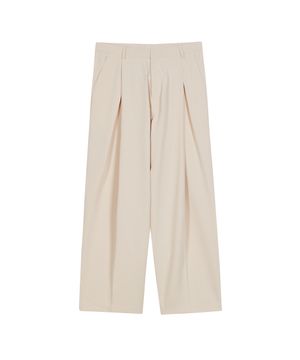 86-IRO270 프론트 브이턱 와이드 팬츠  아이보리