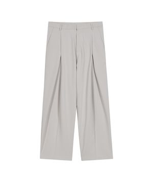 86-IRO270 프론트 브이턱 와이드 팬츠  라이트그레이