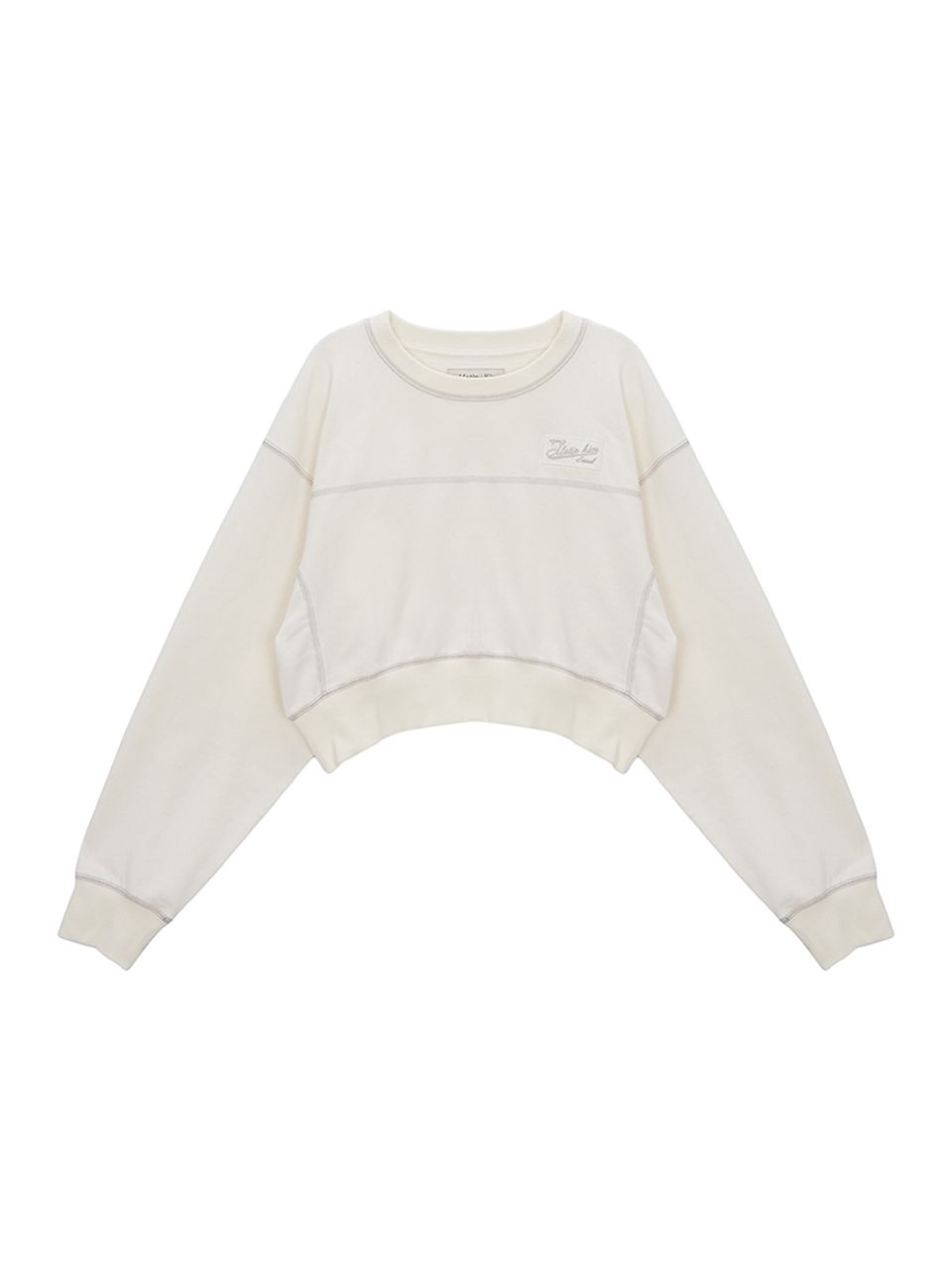 MUSINSA公式 | MATIN KIM STITCH POINT LABEL CROP SWEATSHIRT