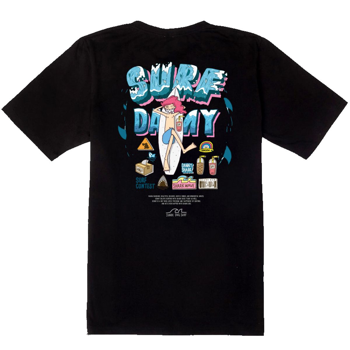 돌돌(DOLDOL) SHARK DOG-tshirts-219  샤크독 데니샤크 서핑 하와이 캐릭터 그래픽 티셔츠 반팔티