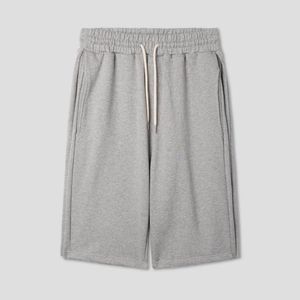 와이드 사이드 핀턱 밴딩 하프 팬츠_그레이