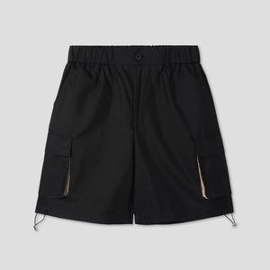 포켓 배색 카고 밴딩 쇼츠_블랙