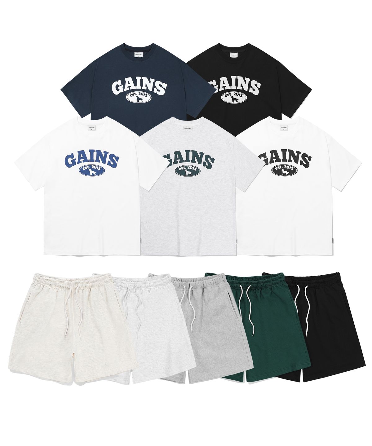 게인스보로(GAINSBORO) [SET]쿨코튼 골든로고 티셔츠 셋업_5COLOR