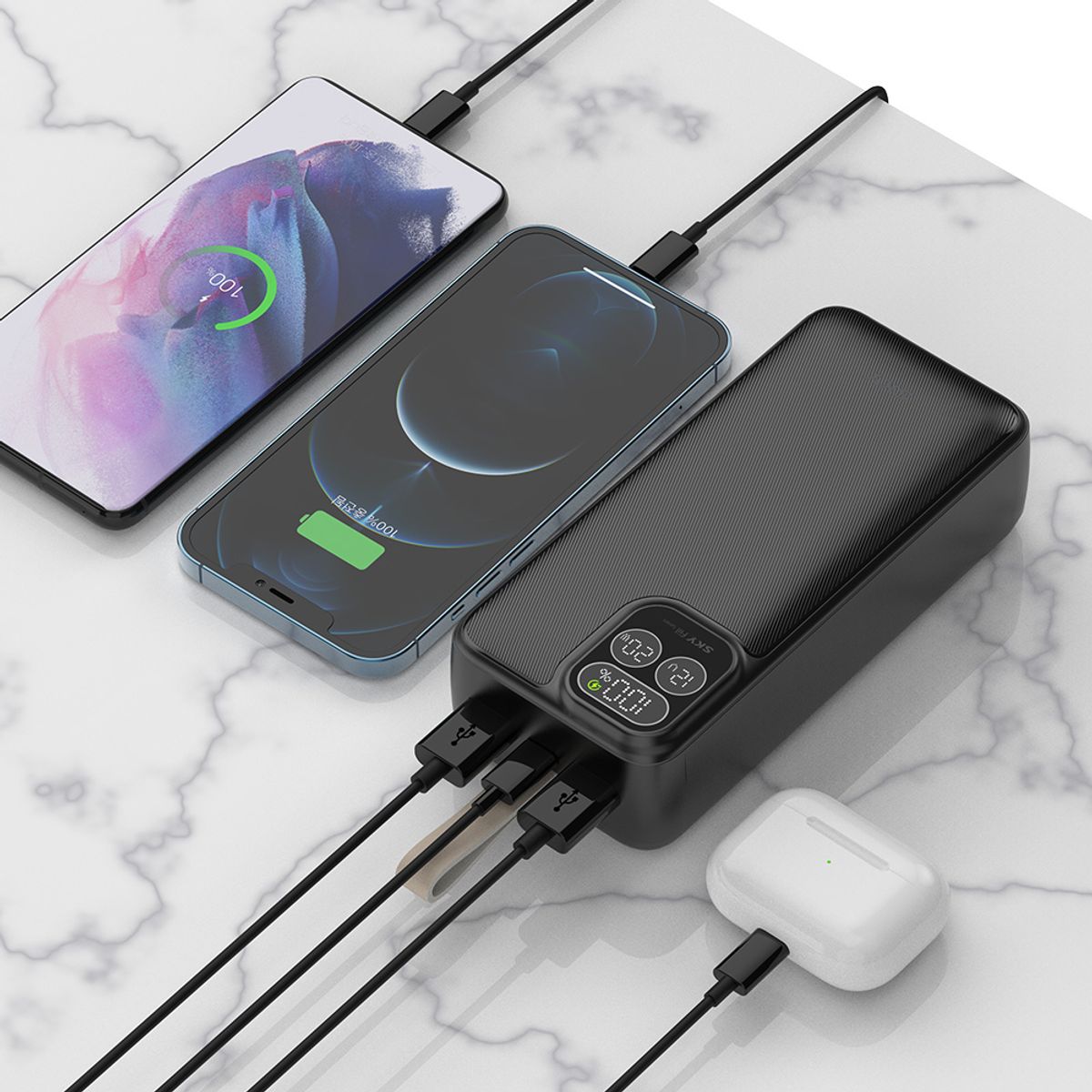 스카이(SKY) 필 PD30 22.5W 고속 충전 LCD 잔량표시 차박 캠핑용  30000mAh 대용량 보조배터리
