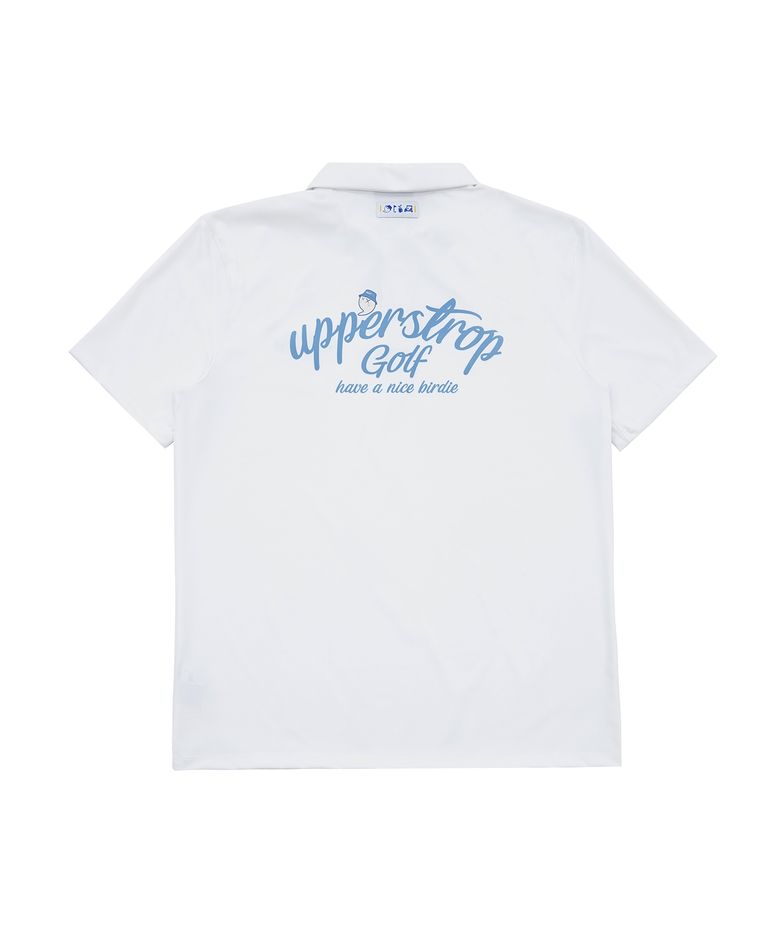 [UP3073] UPST GOLF 아치 레터링 로고 반팔 폴로 티셔츠 화이트