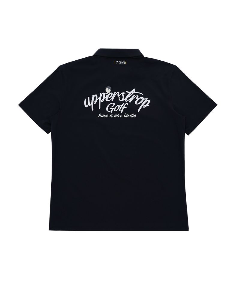[UP3074] UPST GOLF 아치 레터링 로고 반팔 폴로 티셔츠 블랙