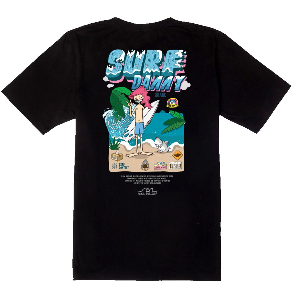 돌돌(DOLDOL) SHARK DOG-tshirts-220  샤크독 데니샤크 서핑 하와이 캐릭터 그래픽 티셔츠 반팔티
