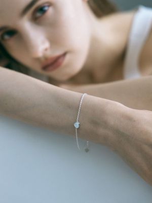 하트 진주 자개 팔찌 - 화이트