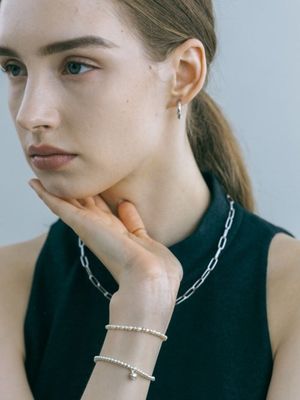 볼비드 하트 펜던드 팔찌 - 실버