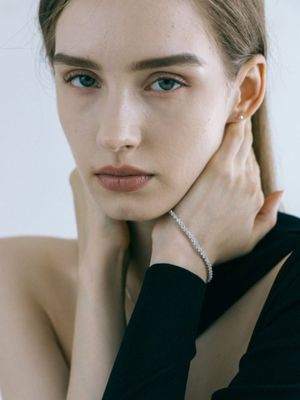 큐빅 싱글라인 테니스 팔찌 - 실버