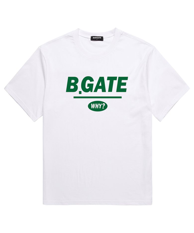 B-GATE 로고 반팔 티셔츠 (BRTS001) 화이트/그린