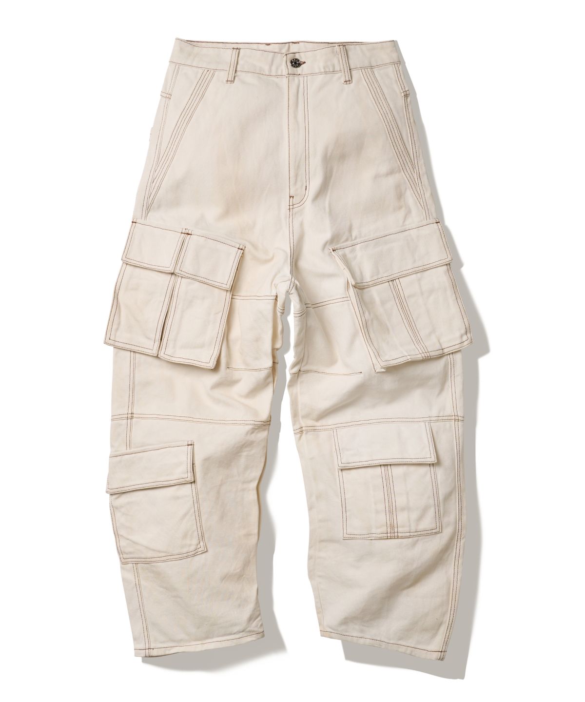 에이카화이트(AECA) CURVED WIDE CARGO DENIM PANTS-WHITE