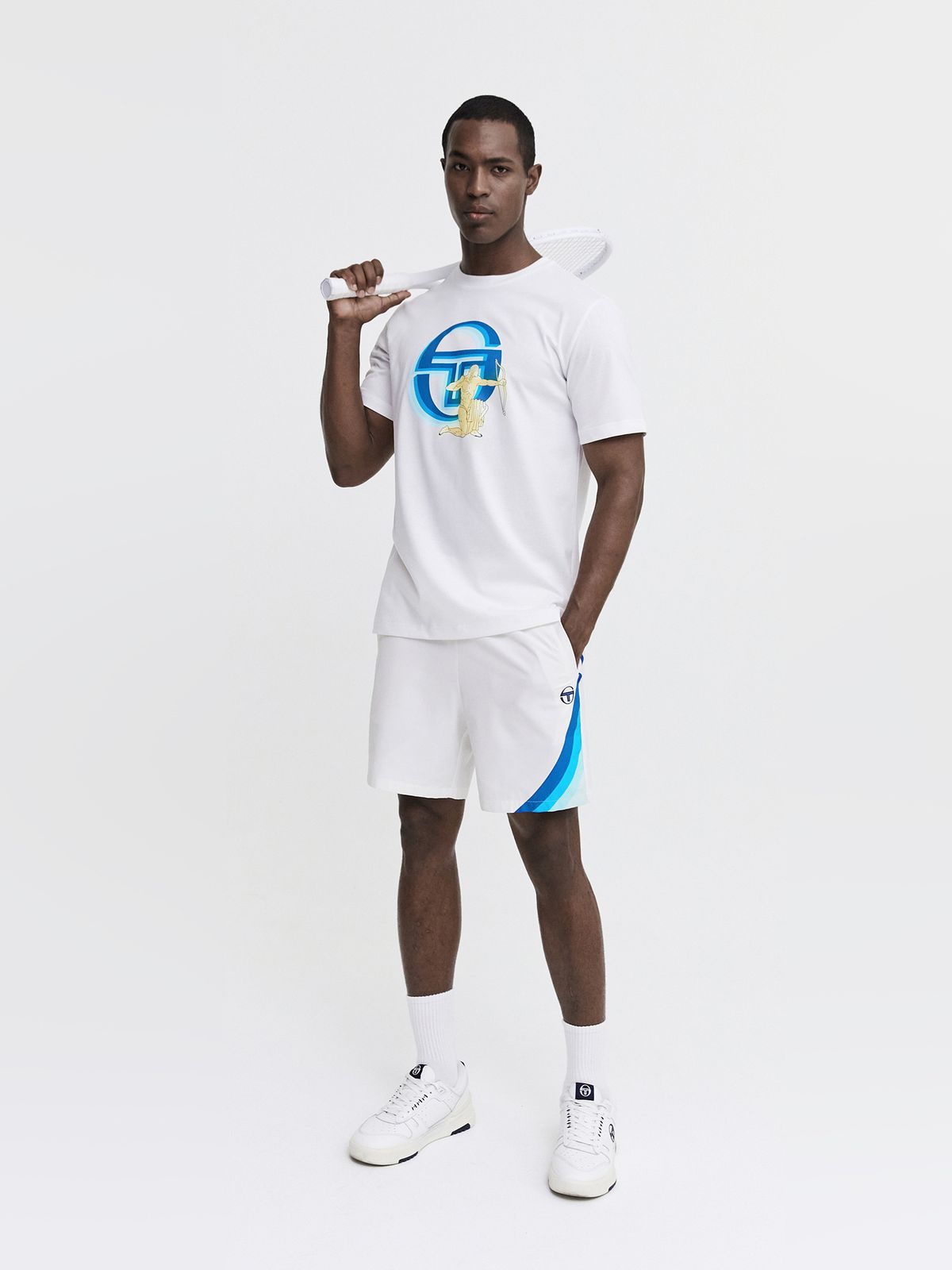 세르지오 타키니(SERGIO TACCHINI) M 아레쪼 CP 그래픽 라운드넥 반팔 티셔츠 (White)
