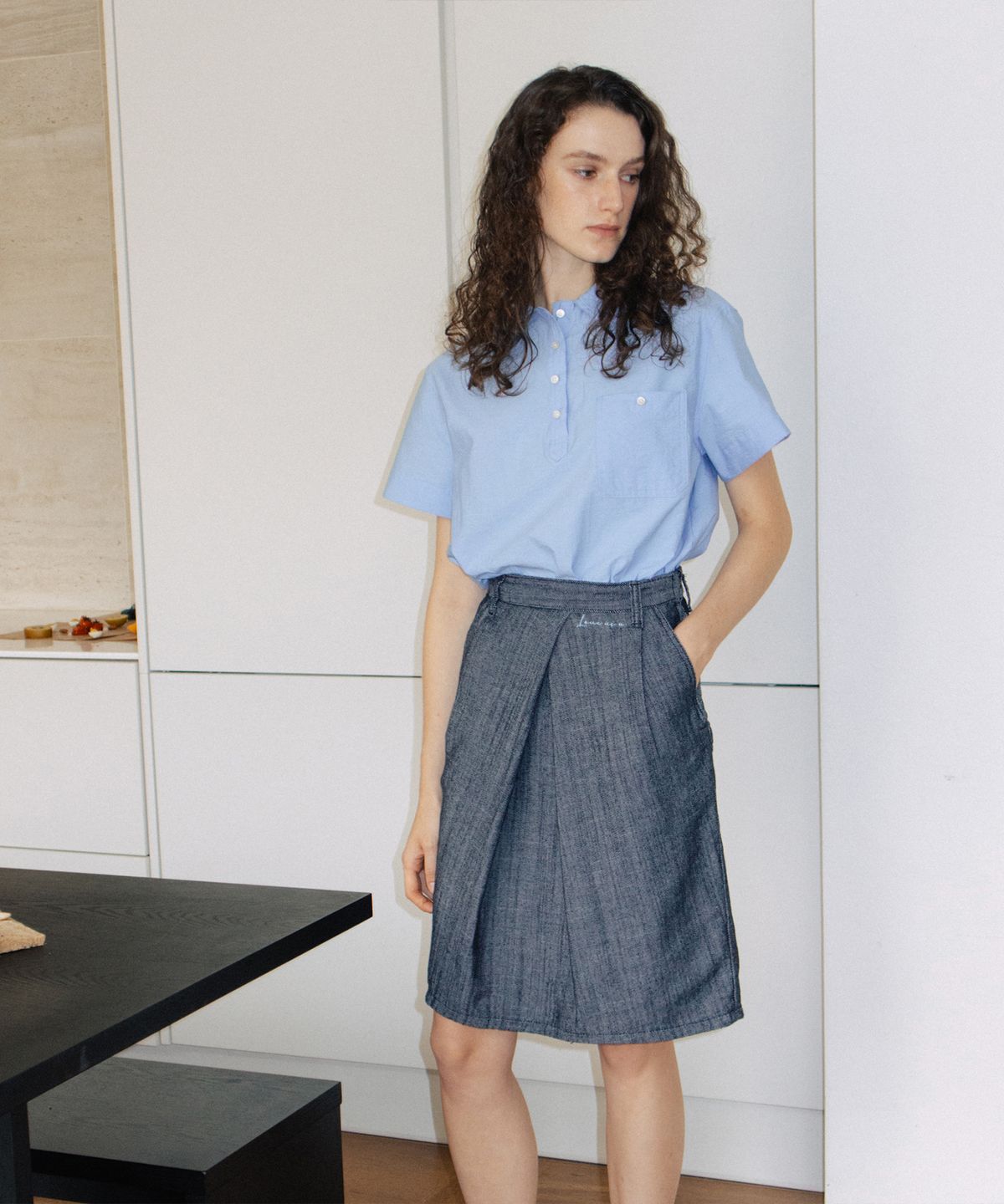 러브어스유(LOVEUSU) Double Wrap Skirt (indigo)